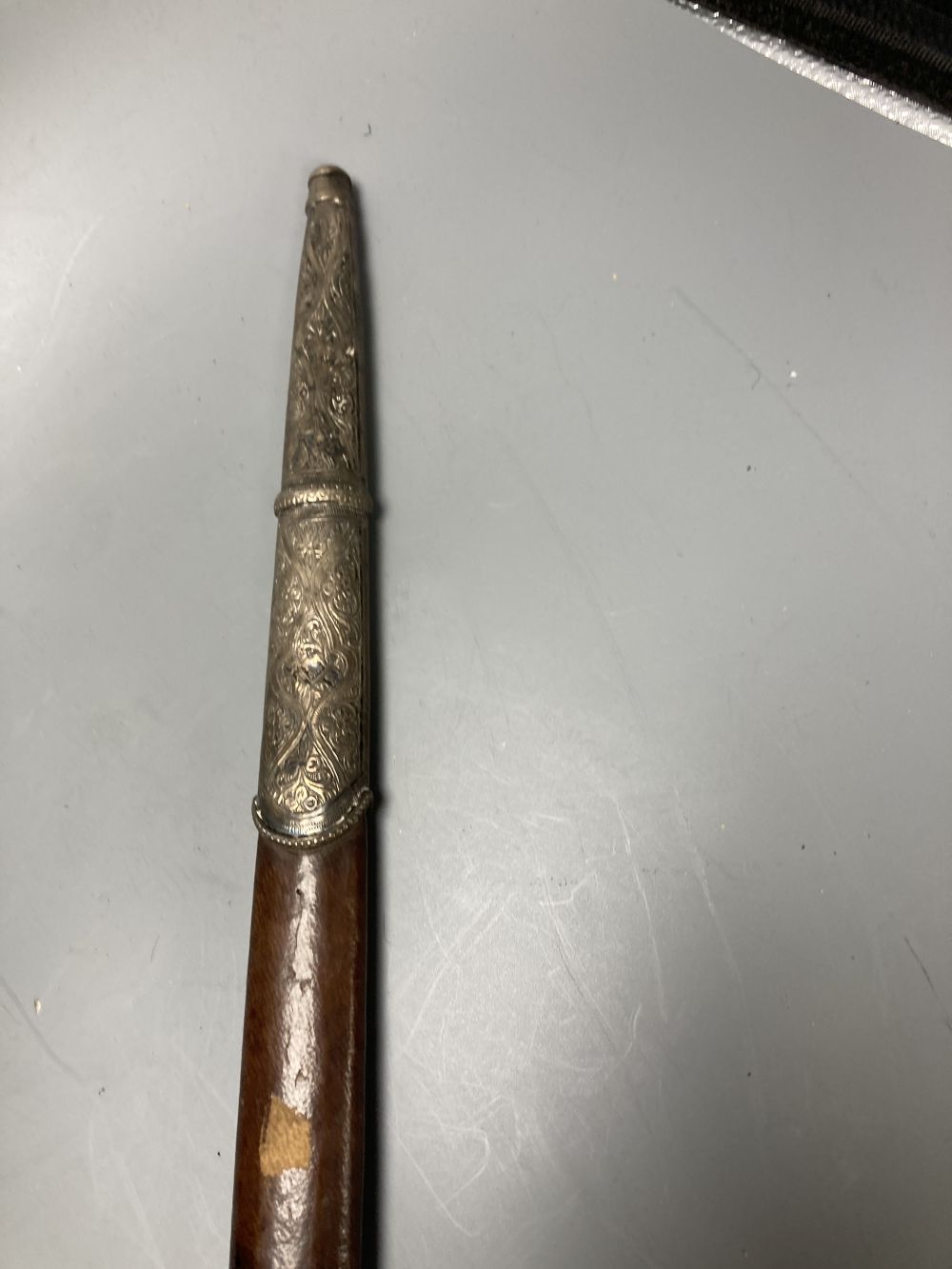 A late 19th century Moroccan rhino horn handled dagger, 57cm